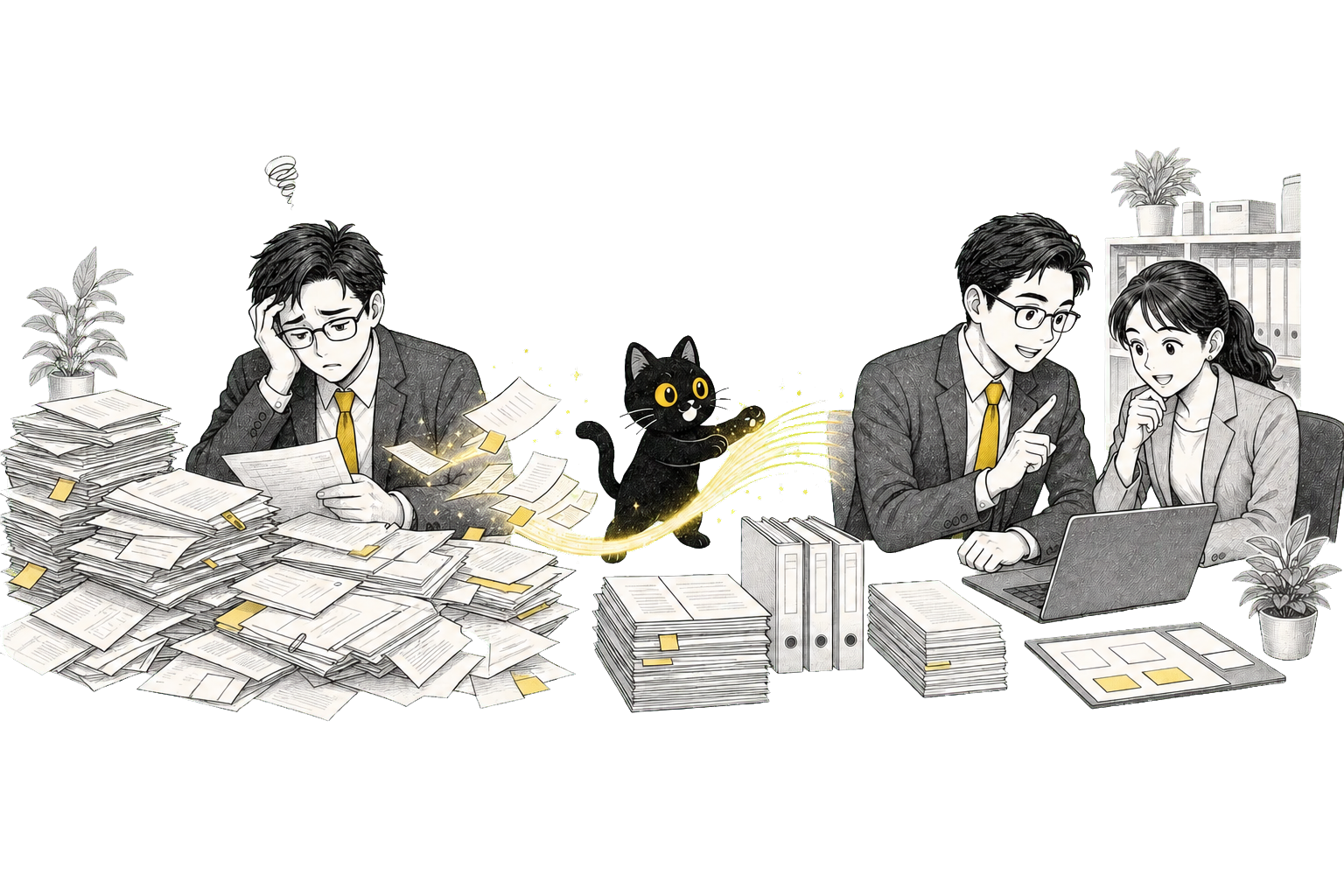 山積みの事務作業がAIによって片付いていく