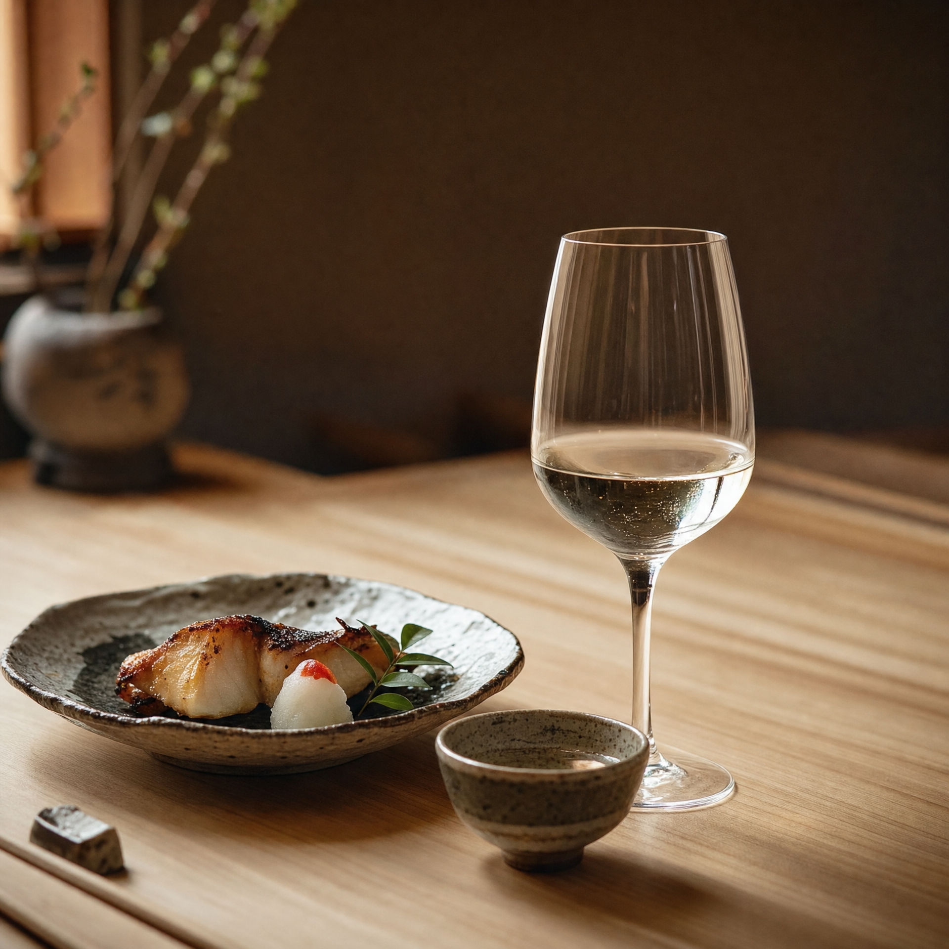 料理に合わせた日本酒とワインのペアリング